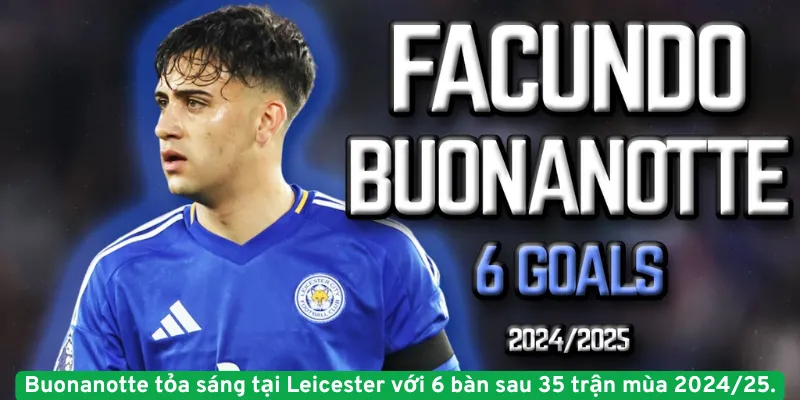 Buonanotte tỏa sáng tại Leicester với 6 bàn sau 35 trận mùa 2024/25.